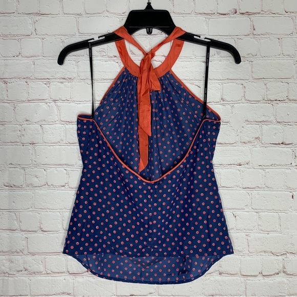 Marc Jacobs Womens Blue Polka Dot 100% Silk Halter Top Size XS/ S - Picture 5 of 7
